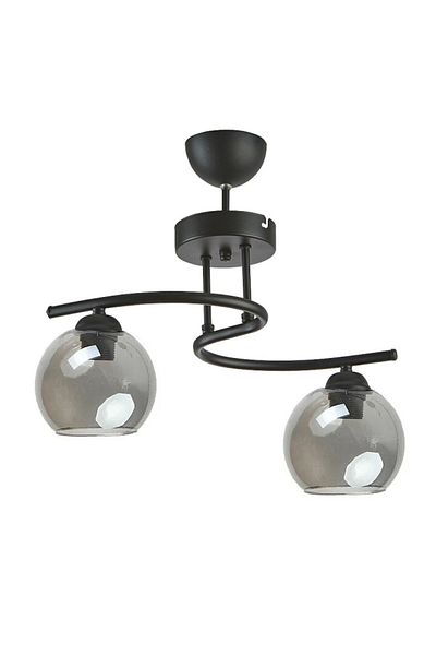 Modavize Fuji Modern Black Smoked Glass 2-Piece Chandelier - Living Room and Bedroom Decorative Set