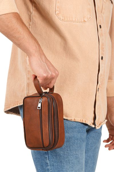 Newish Men's Bracelet Belted Portfolio Clutch Shaved Cosmetic Handbag