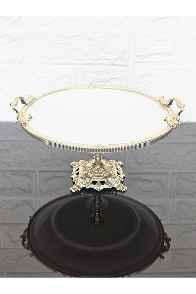 atabey home PORSELEN SADE YUVARLAK SERVİS TABAĞI-SUNUMLUK DÖKÜM GOLD ÇERÇEVE ...