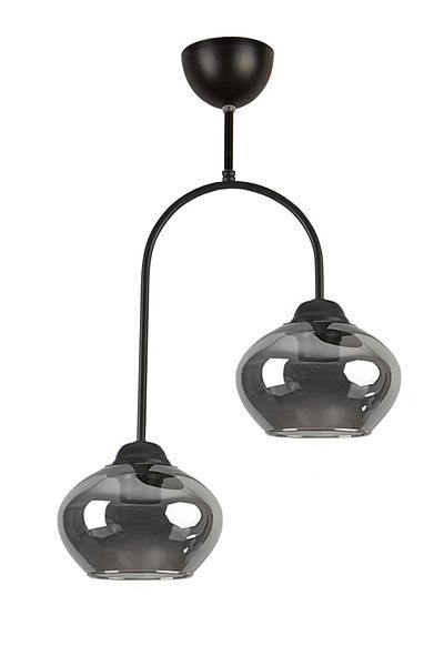 Modavize Luna Special Design - Glass Black Smoke 2-Piece Chandelier - Living Room and Bedroom