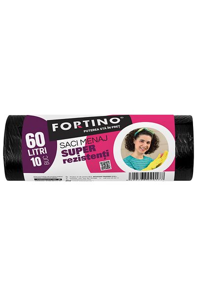 Fortino Fortino 60l garbage bags, 10pcs/set, black