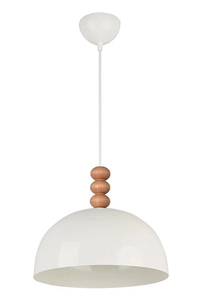 Modavize Neo Modern Design Wooden Detailed Metal Cafe - Kitchen White Color Single Chandelier (28 cm)