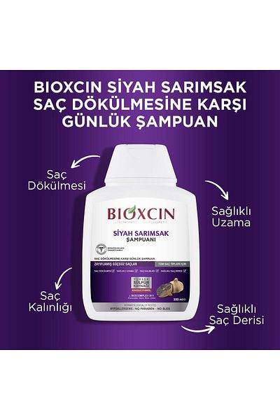 Bioxcin Black Garlic Anti-Shedding Shampoo 300ml 2 Advantageous Package + 100ml Facial Cleanser Gift