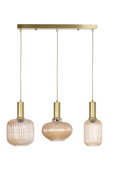 Modavize Taksim Modern Design Cafe - Kitchen - Living Room - Living Room Colorful Glass 3-Piece Chandelier