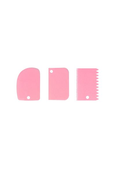 OEM Set of 3 Scrapers for decorating cakes or cookies, pink color