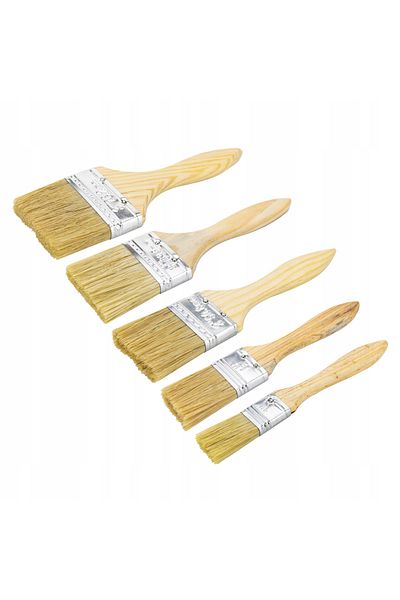 OEM Set 5 pensule vopsit si lacuit, peri naturali, maner din lemn