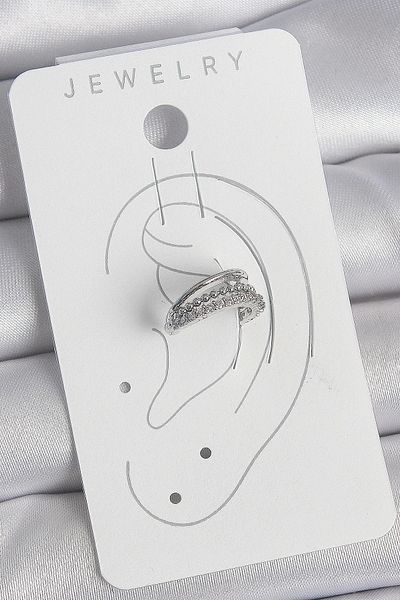 Store Brass Silver Color Zircon Stone 3 Row Women's Cartilage Earrings