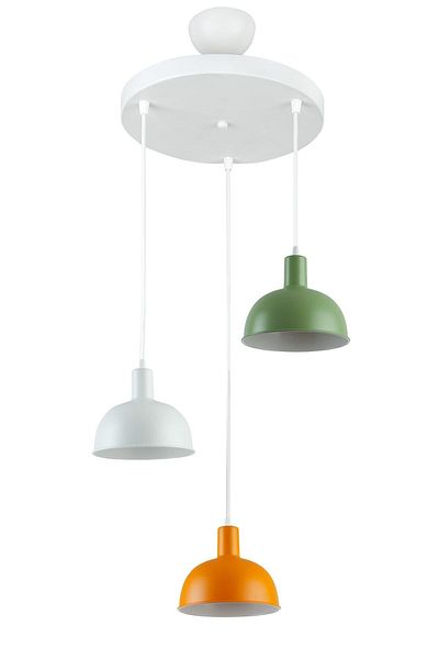 Modavize Marley Modern Cafe Kitchen Living Room 3-Piece Pendant Chandelier - White, Orange and Green Colors