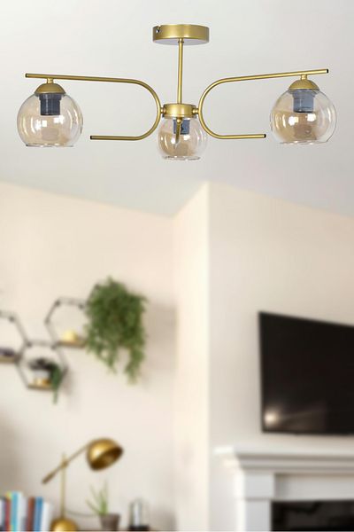 Modavize Aloha Modern Design Living Room Bedroom Kitchen Antique Color Honey Glass 3-Piece Chandelier