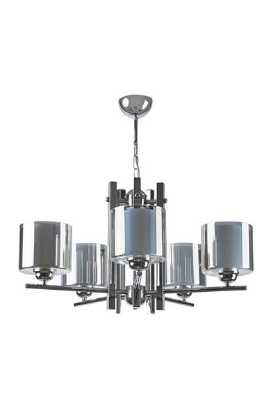 Modavize Pierro Special Design 5-Piece Chrome Chandelier Set - Double Glass Living Room and Bedroom