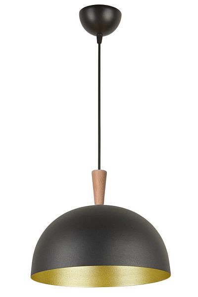 Modavize Neo Modern Design Wooden Detailed Metal Cafe - Kitchen Black Color Single Chandelier (28 cm)