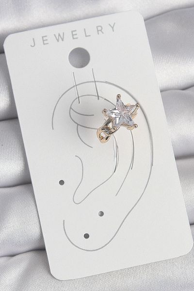 Clariss Brass Gold Color Zircon Stone Star Model Women's Cartilage Earrings