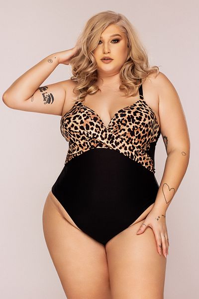 Lush Fashion Black One Piece Swimsuit with Print