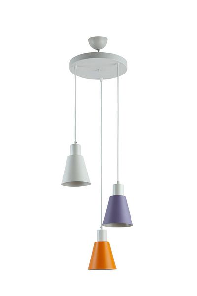 Modavize Pera Modern Special Design - 3-Piece Pendant Chandelier - White, Lilac, Orange - Living Room and Kitchen
