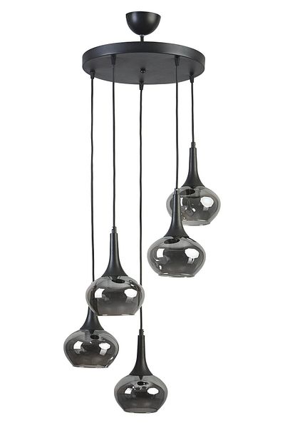 Modavize Nero 5-Piece Chandelier Set - Modern Design, Black Smoke Glass, Cafe-Kitchen-Lounge-Bedroom