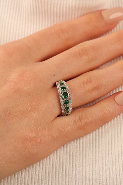 Çgk Çiğdem Gürel Kuyumculuk Yeşil Taşlı Tarz Altın Yüzük trz001