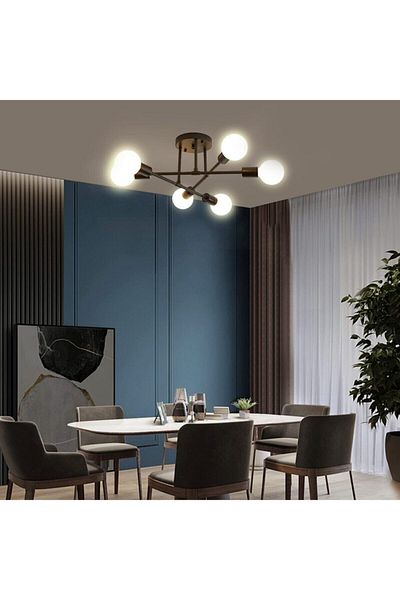 Modavize 6-Piece Spider Cross Living Room - Black Chandelier - Light Bulb-Free Ceiling Plate for Kitchen and Bedroom