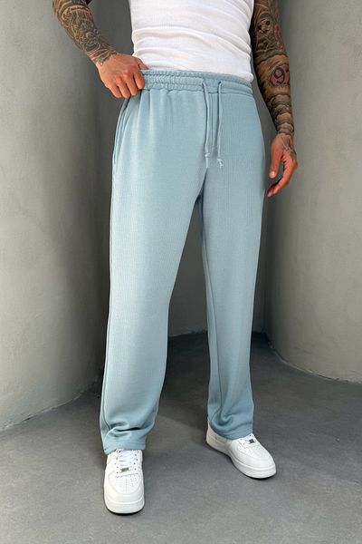 MADZEYMODA Φαρδύ Loose Fit Lycra Ανδρικό Κορδόνι Μπλε Jogger KE-5071