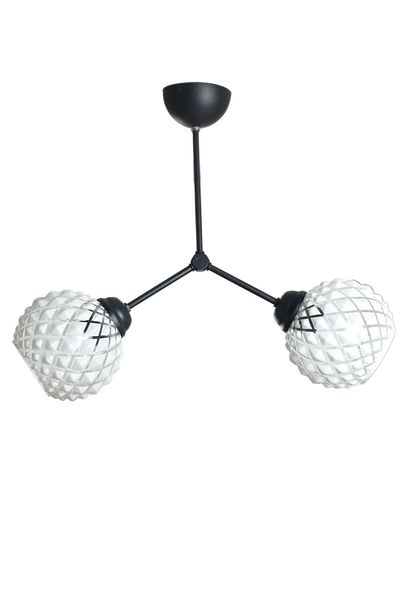 Modavize Rocco Modern Design - Pineapple Patterned Black and White 2-Piece Chandelier