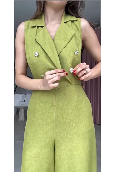 dml giyim Cravate Collar Jumpsuit