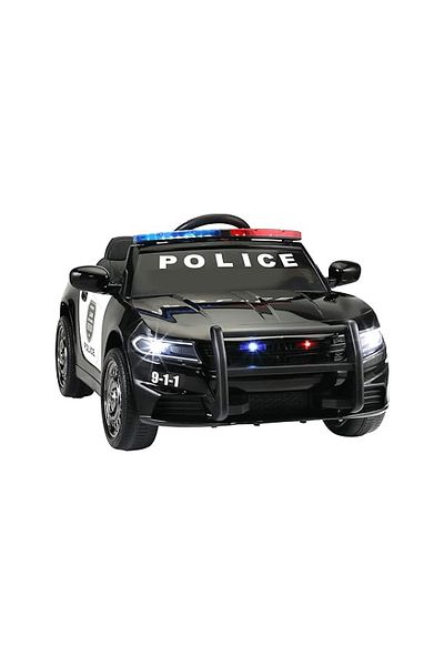 rexa 6V Kids Ride-On Police Car with RC, MP3, Horn, Siren, Flashing Lights & Spring Suspension