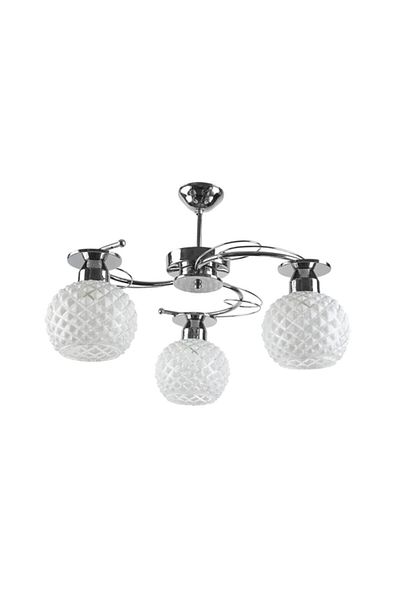 Modavize Modern Chrome Case Glass Triple Chandelier - Living Room Kitchen Bedroom