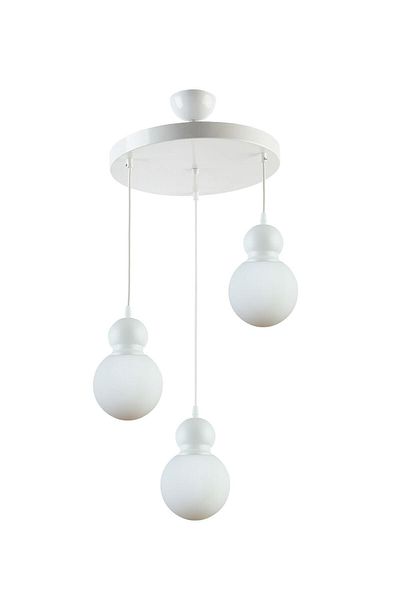 Modavize Rio Modern Design - White Colored Glass 3-Piece Pendant Chandelier Set