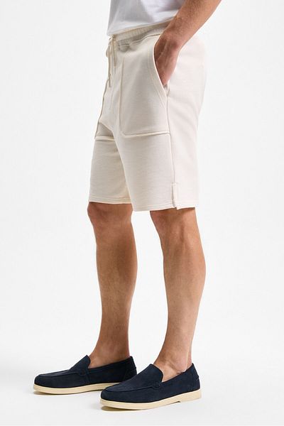 GRIMELANGE Gauci Men's Relaxed Ecru Shorts with Elastic Waist and Side and Back Pockets