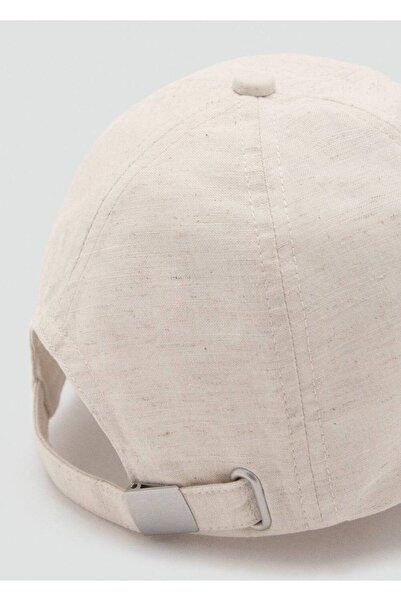 MANGO Woman Hat Linen Blend with Embroidered Message