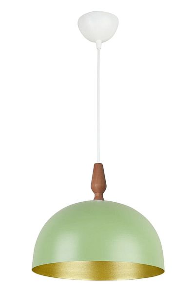 Modavize Neo Modern Design Wooden Detailed Metal Cafe - Kitchen Green Color Single Chandelier (28 cm)
