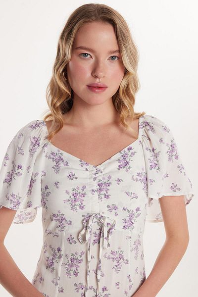 Tudors Rochie de damă, cu croială standard, cu modele, din viscoză, cu fante