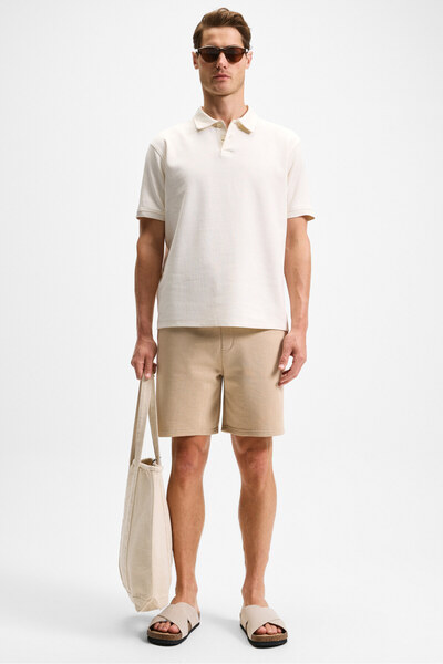 GRIMELANGE KEPA Erkek Beli Lastikli Cepli Relaxed Fit Bej Şort