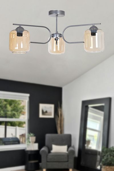 Modavize Aloha Modern Design Living Room Bedroom Kitchen Gray Color Honey Glass 3-Piece Chandelier