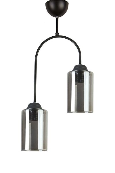 Modavize Luna Modern Black Plafonier - Smoke Glass, 2-Piece Chandelier Set