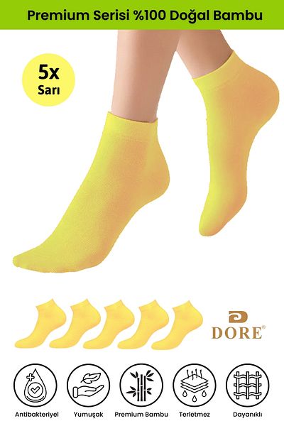 Dore Original Women's 5 Pairs Bamboo Ultra Comfort Anti-Sweat Sports Shoes Sneaker Premium Booties Socks