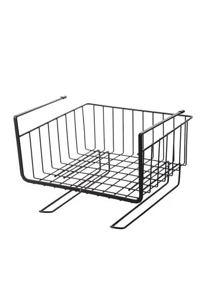 MACVI Organizator metalic Macvi® negru, suspendat, prindere sub raft, fara gaurire, ideal bucatarie/baie