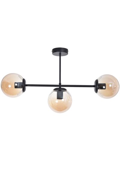 Modavize Roma Modern Tasarım Salon Yemek Odası Mutfak Siyah Renk Bal Camlı Sıralı 3 Lü Avize