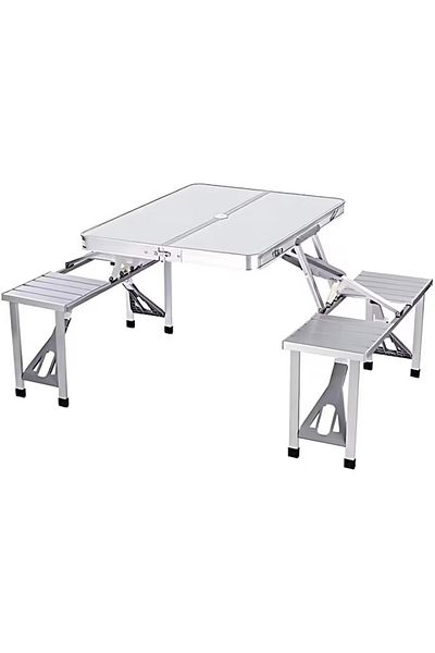 MACVI Set masa pliabila cu 4 scaune din aluminiu Macvi®, ideal camping, picnic si aer liber, compacta