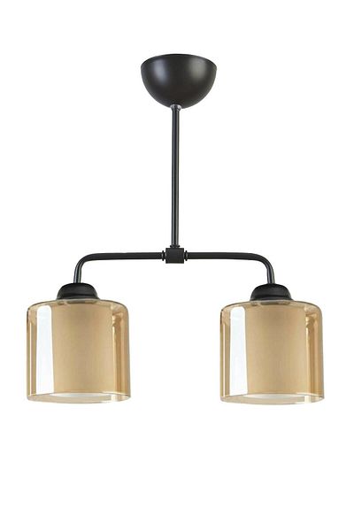 Modavize Star Modern Black Design - Double Honey Glass 2-Piece Chandelier - Living Room and Bedroom
