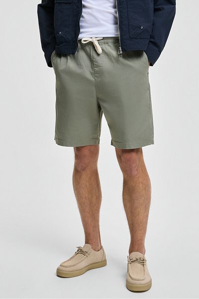 GRIMELANGE Lasper men's Stretch Fabric sides pockets elastic waist Relaxed Fit light khaki shorts