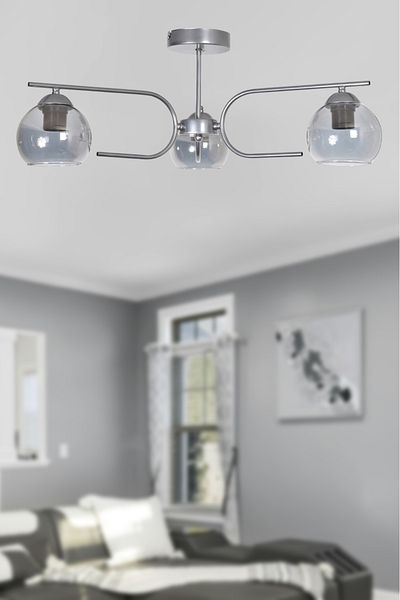 Modavize Aloha Modern Design Living Room Bedroom Kitchen Gray Color Smoked Glass 3-Piece Chandelier