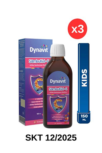 Dynavit Sambukid-C Syrup 150 ml Black Elderberry Extract, Vitamin C, Zinc, African Geranium Extract (3 Pcs)