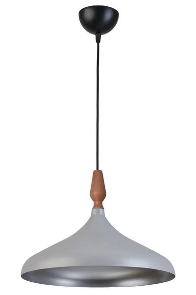 Modavize Nil Modern Design Wooden Detailed Metal Cafe - Kitchen Gray Color Single Chandelier (35 cm)