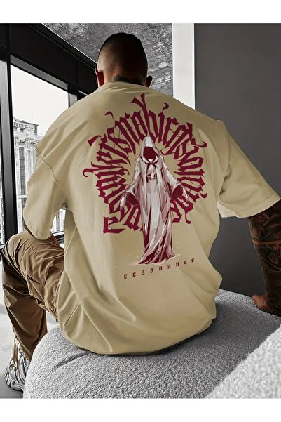 LAND MODA Ανδρικό μπλουζάκι Resonance Streetwear Graphic Tee - Λευκό με μπορν...