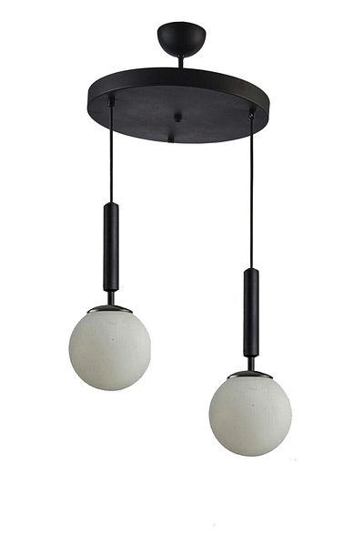 Modavize Carla Black Living Room - Kitchen - Cafe White Glass 2-Piece Chandelier Set