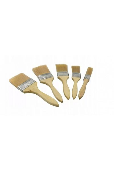 OEM Set 5 pensule vopsit si lacuit, peri naturali, maner din lemn