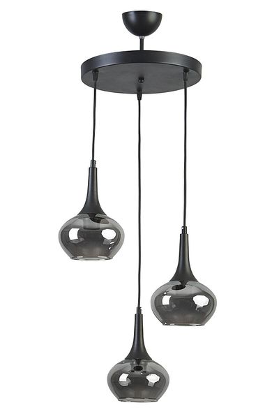 Modavize Nero Black Smoke 3-Piece Chandelier - Modern Design for Cafe, Kitchen, Living Room