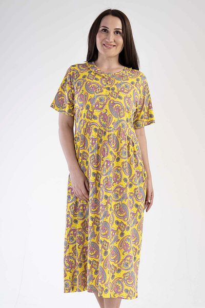 VİENETTA Rochie galbenă cu mânecă scurtă pentru femei de mărime mare 100% BUMBAC C6T0N0O303