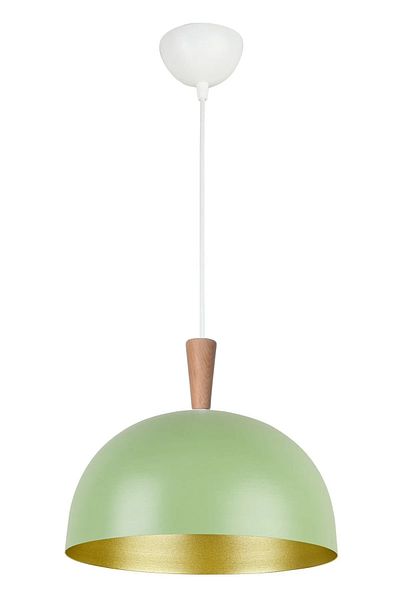 Modavize Neo Modern Design Wooden Detailed Metal Cafe - Kitchen Green Color Single Chandelier (28 cm)