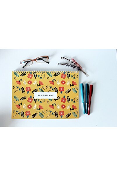 KAĞIT KAYIK Flora Aylık Planlayıcı A4 Boyut 60 Sayfa Defter Planlayıcı Spiralli